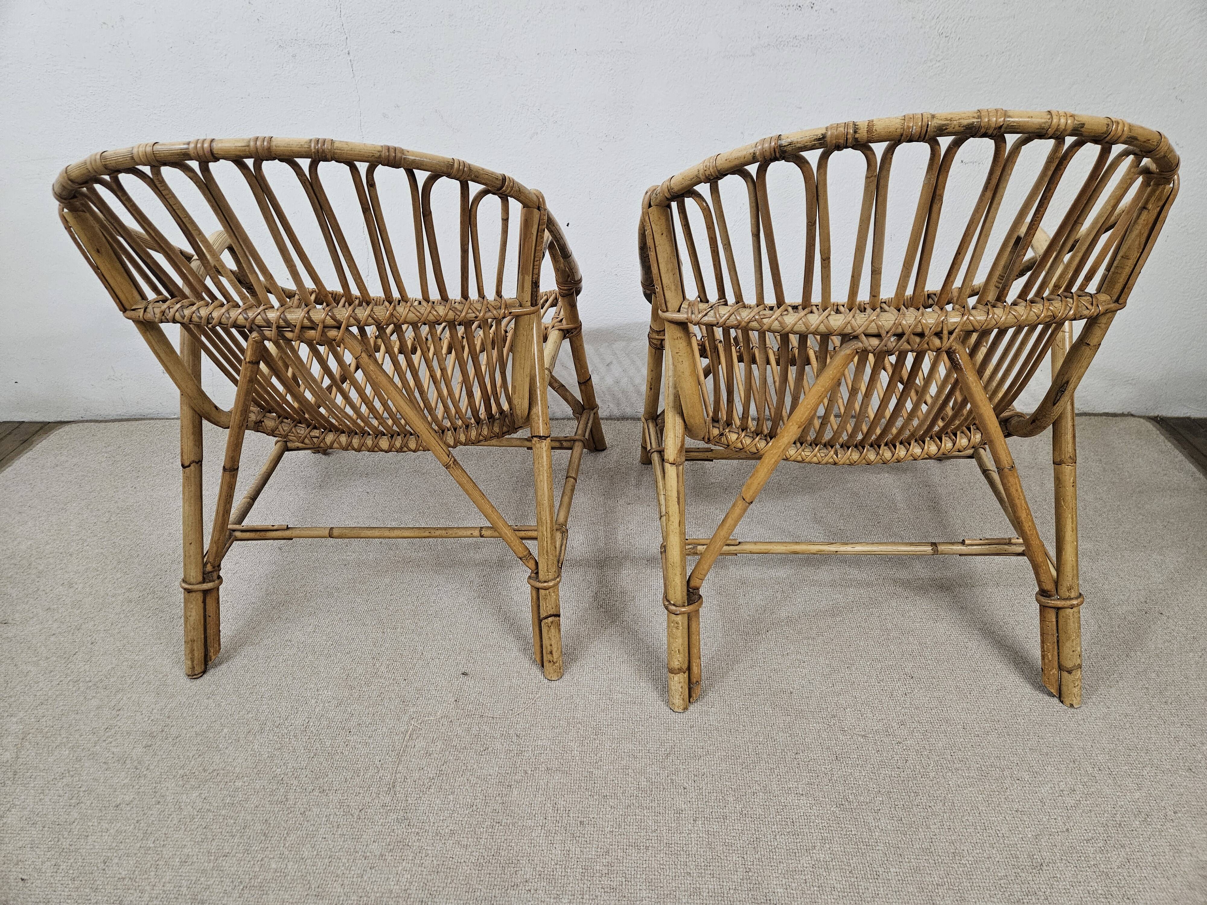 Vintage wicker basket armchairs