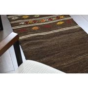 1970s Vintage Turkish Oushak Handmade Wool Cotton Brown Runner Rug 73x207