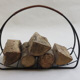 Log metal and cane log basket 1960
