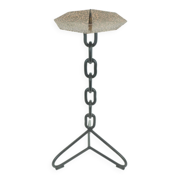 Outstanding large 21" candleholder brutalist design iron copper true vintage 1960s xxl candlestick