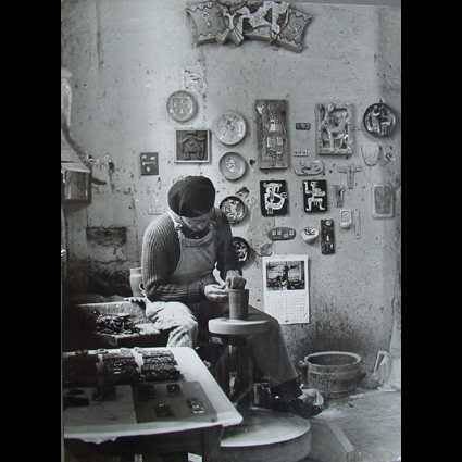 abstract sculpture / Frans Tuinstra / cubist ceramic bas-relief, 1972