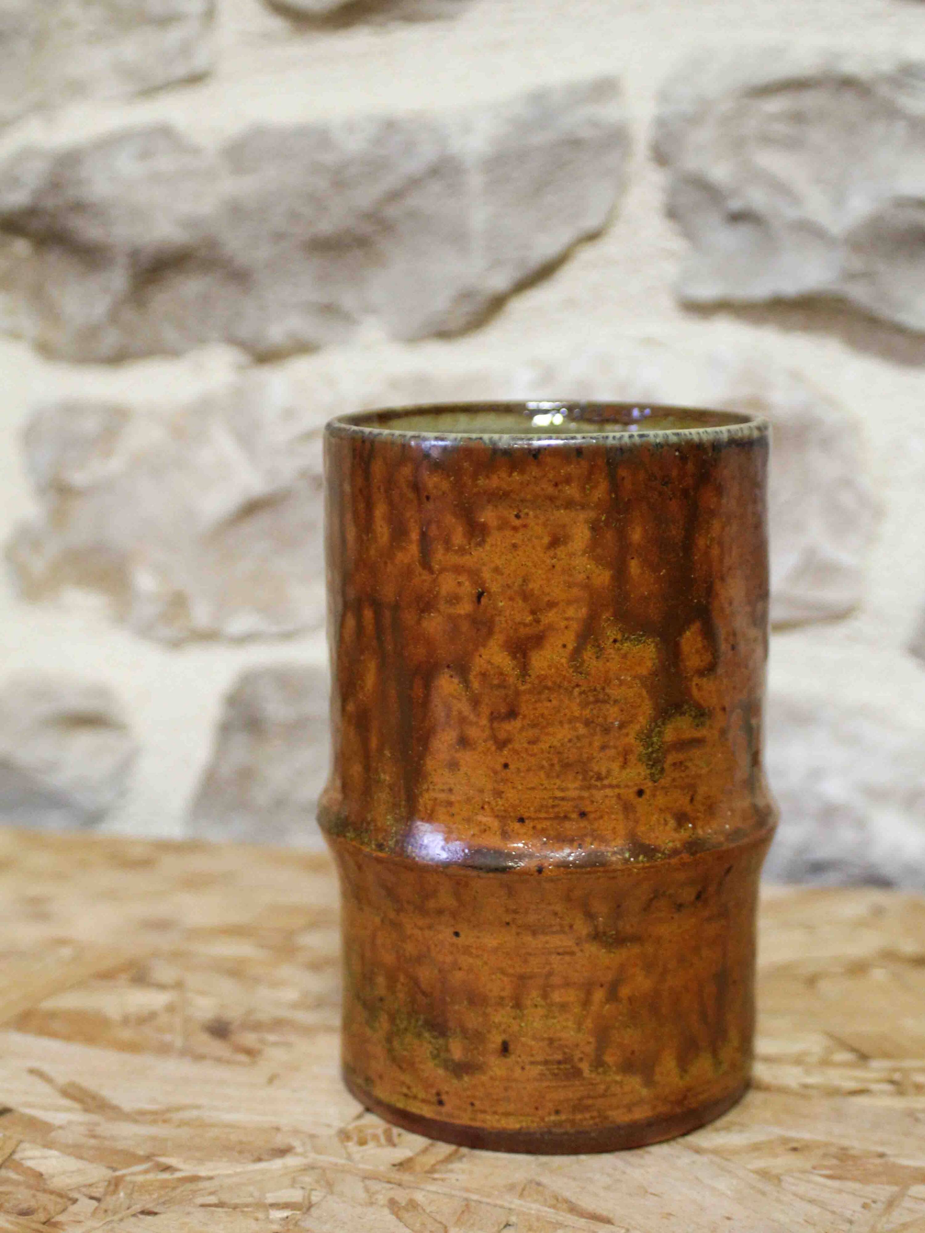 Glazed stoneware cylinder vase by Robert Héraud