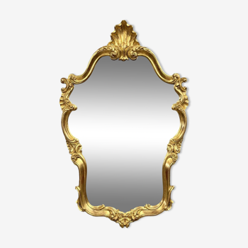 Louis XV style gilded rocaille mirror entirely carved circa 1950