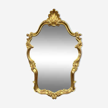 Miroir doré style Louis XV rocaille entièrement sculpté circa 1950