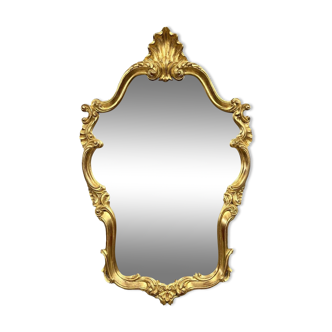 Miroir doré style Louis XV rocaille entièrement sculpté circa 1950