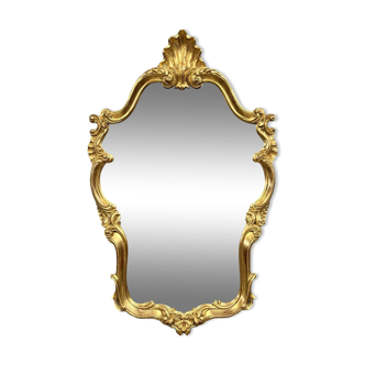 Louis XV style gilded rocaille mirror entirely carved circa 1950