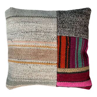 Vintage turkish kilim cushion cover, 40 x 40 cm