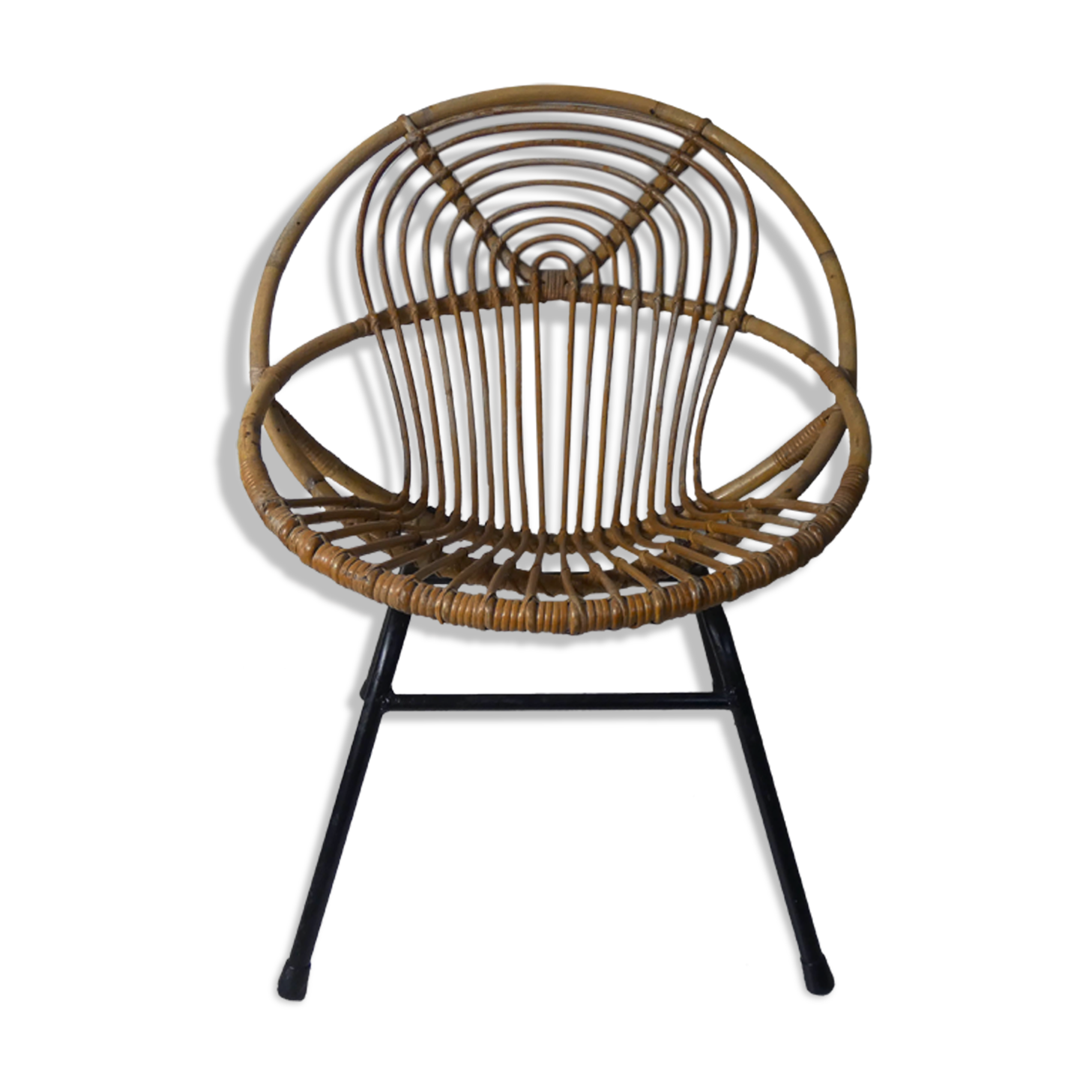 Armchair rattan shell metal