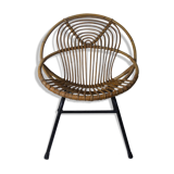 Armchair rattan shell metal