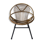 Armchair rattan shell metal