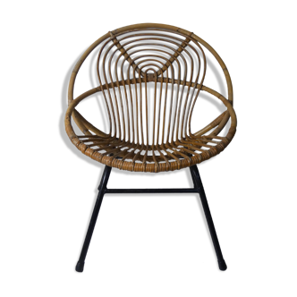 Armchair rattan shell metal