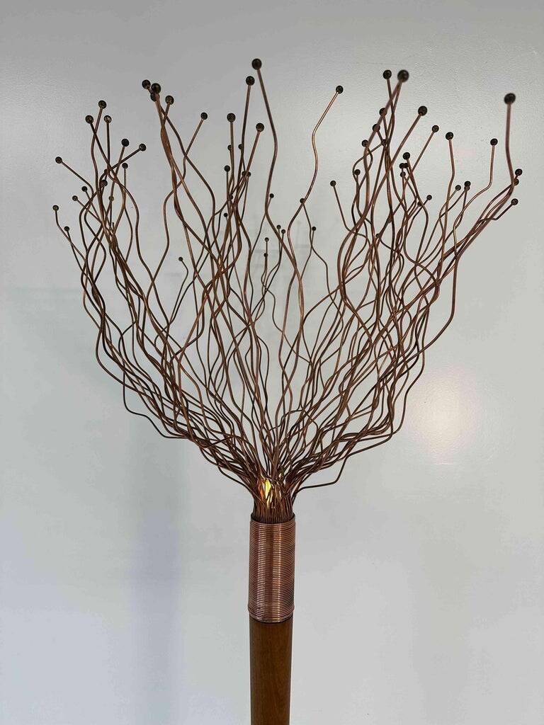 Italian Floor Lamp in Wood, Copper and Brass, Paolo Donatello, 1990s