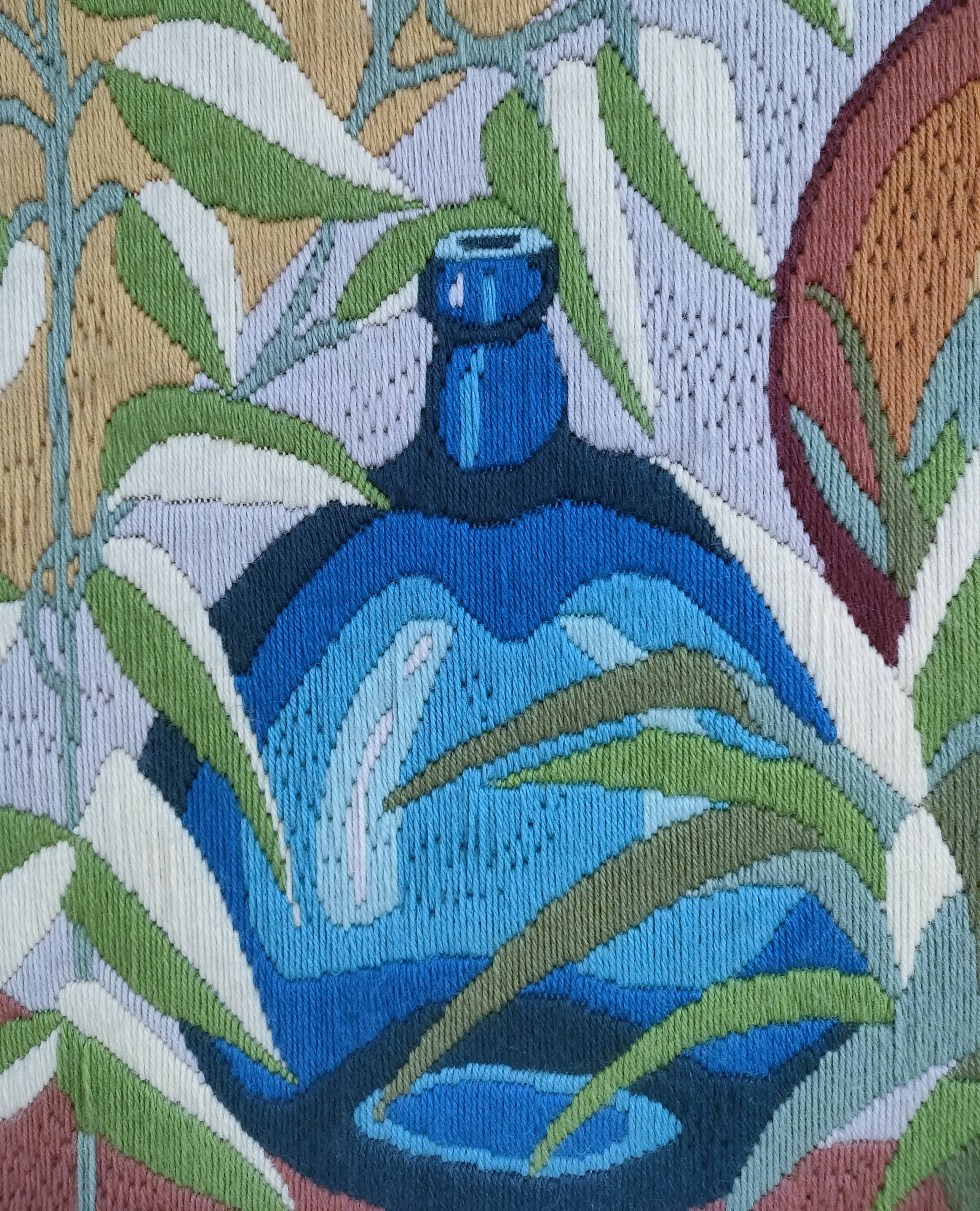 Tapestry with demijohn foliage decor from the 70s