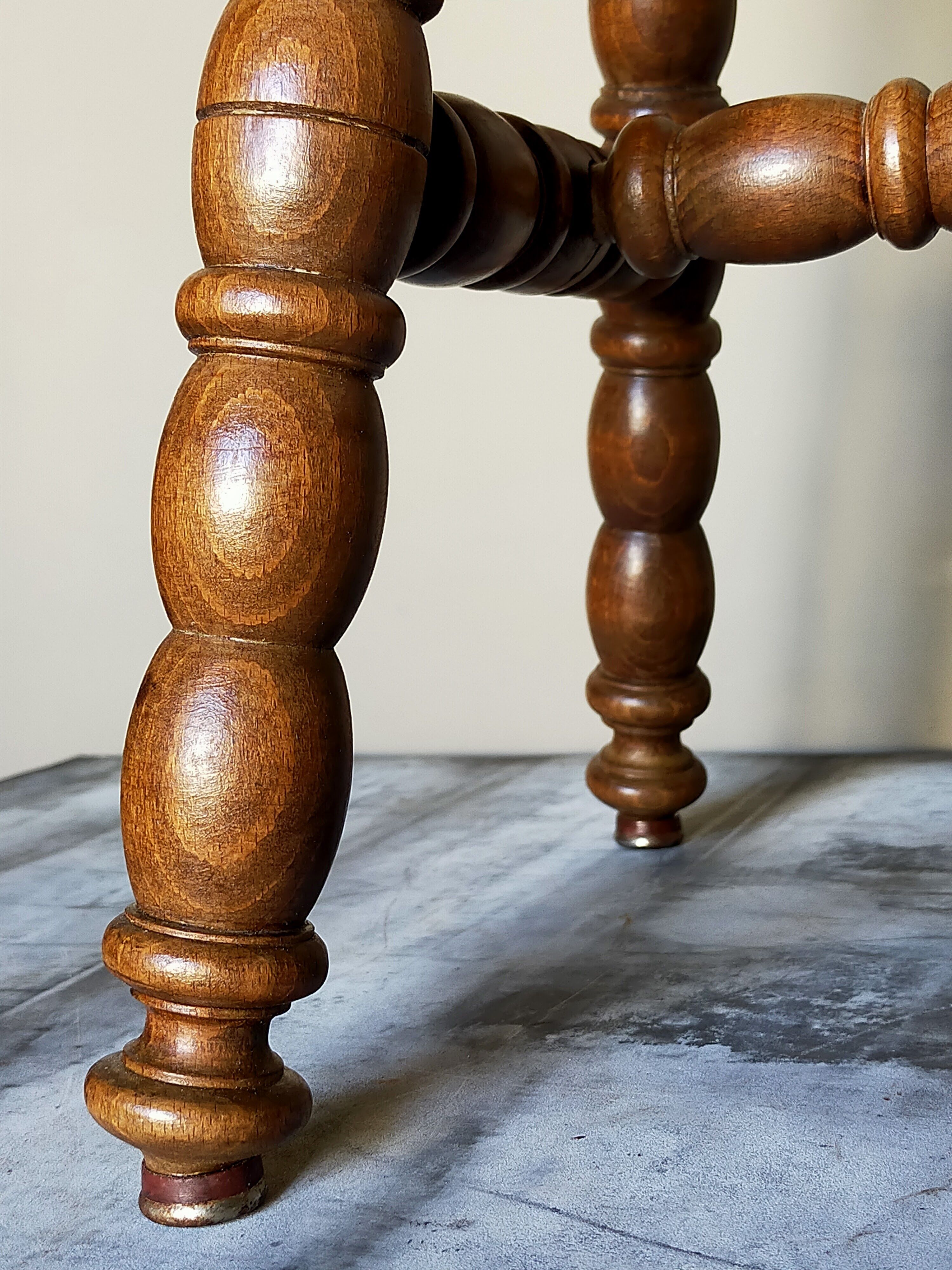 Vintage turned solid wooden stool