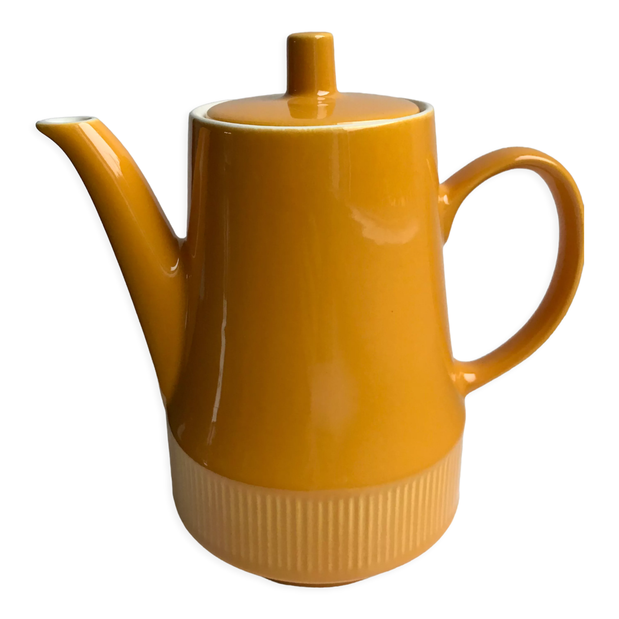 Vintage ceramic yellow-orange teapot, coffee maker