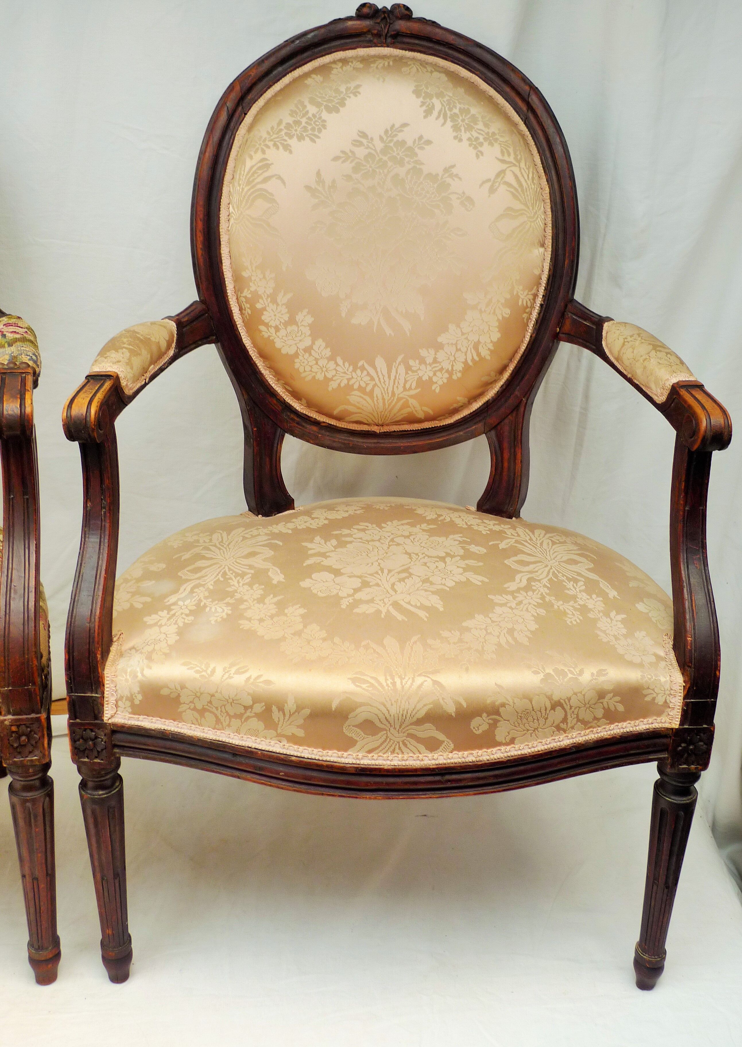 Pair of Louis XVI-style convertible armchairs