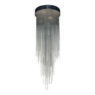 Italian pendant/ceiling light from the 70s in glass tubes + 2 matching wall lights