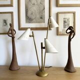 Italian three-headed brass lamp, 1950s design