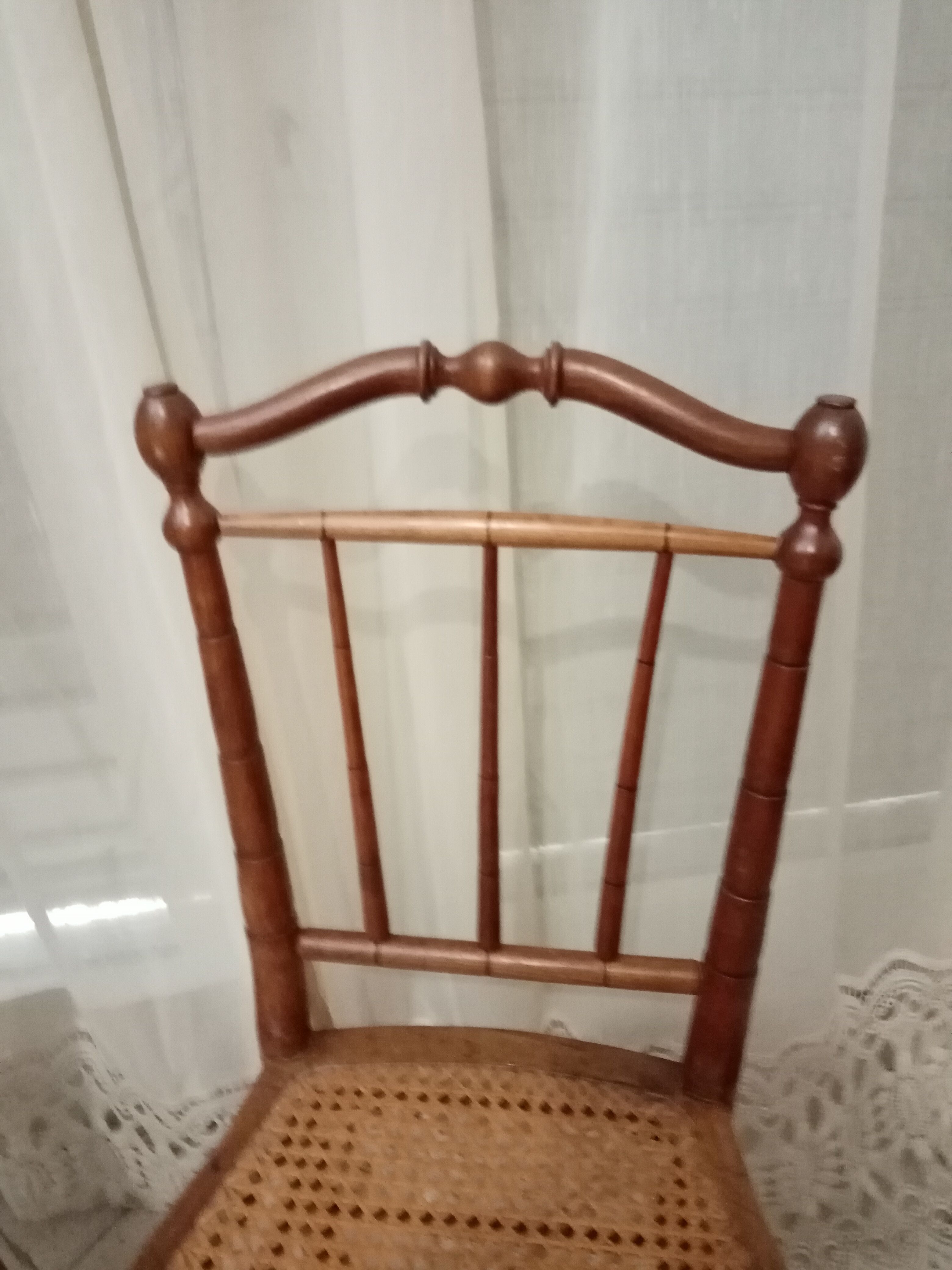 3 wooden and canning chairs