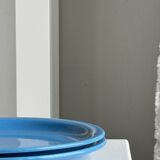Set of 2 sky blue plates, one slotted
