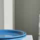 Set of 2 sky blue plates, one slotted