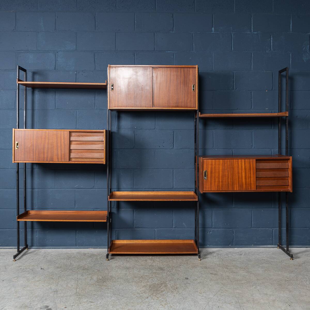 Vintage 20thc italian modular teak wall cabinet c.1960