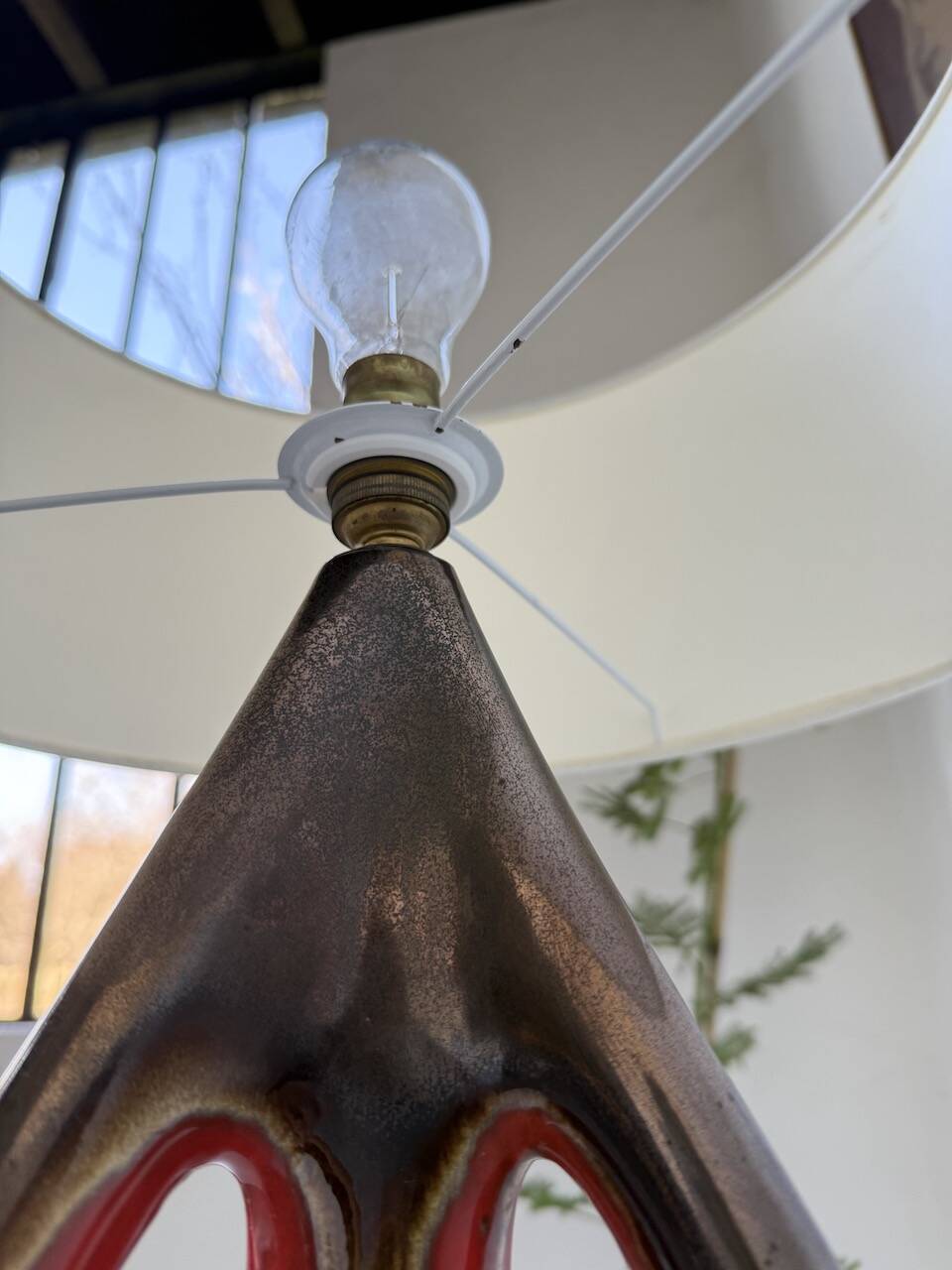 1950s ceramic table lamp, free form