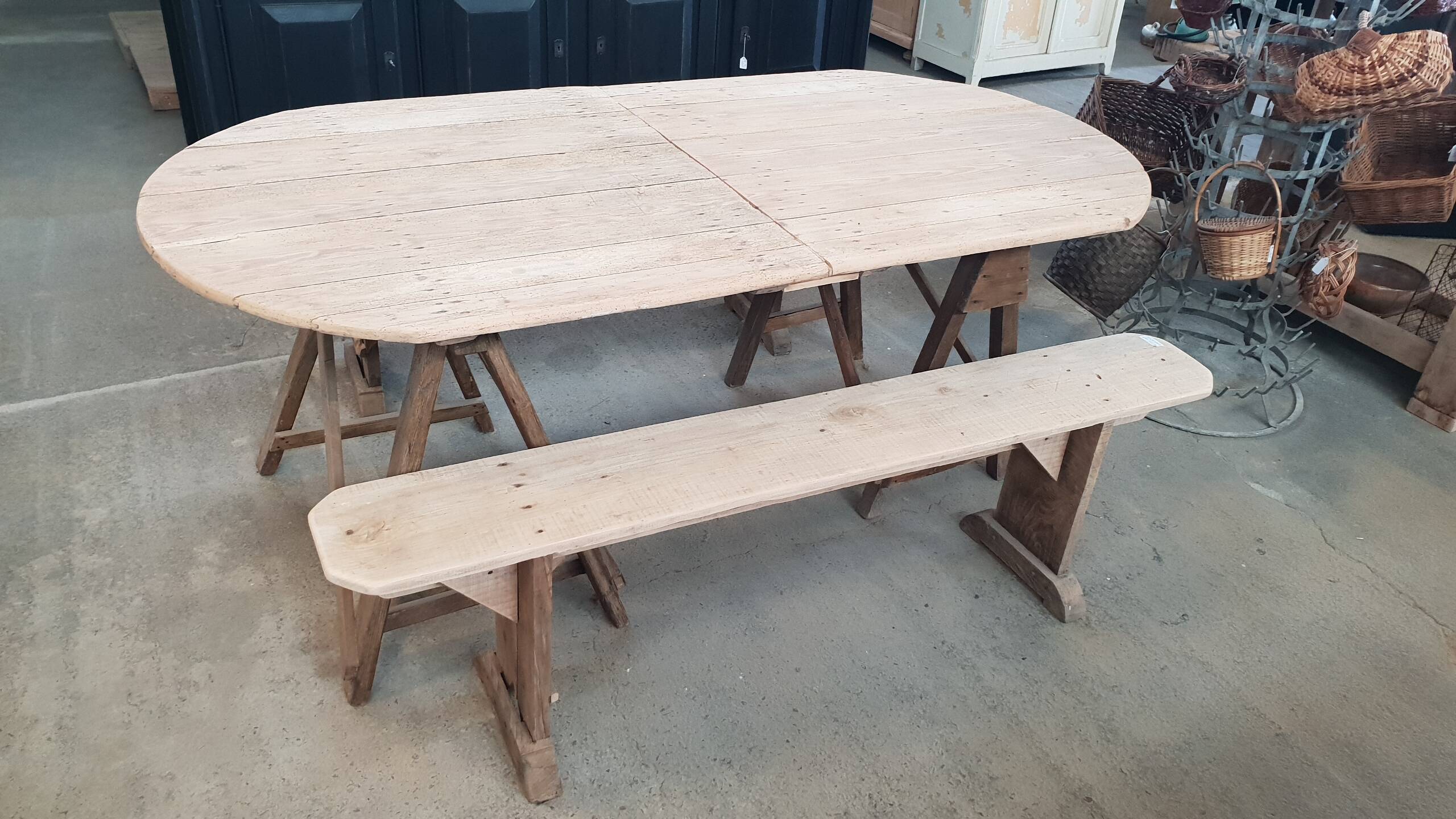 Old table on trestles