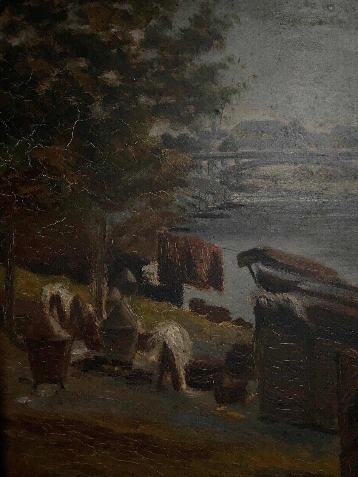 Oil on cardboard early 20th century representing Nantes or Paris