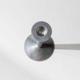 Set of 2 Stainless Steel Vintage Candle Holders, Silver Finish, Space Age Italian Design (1970s)