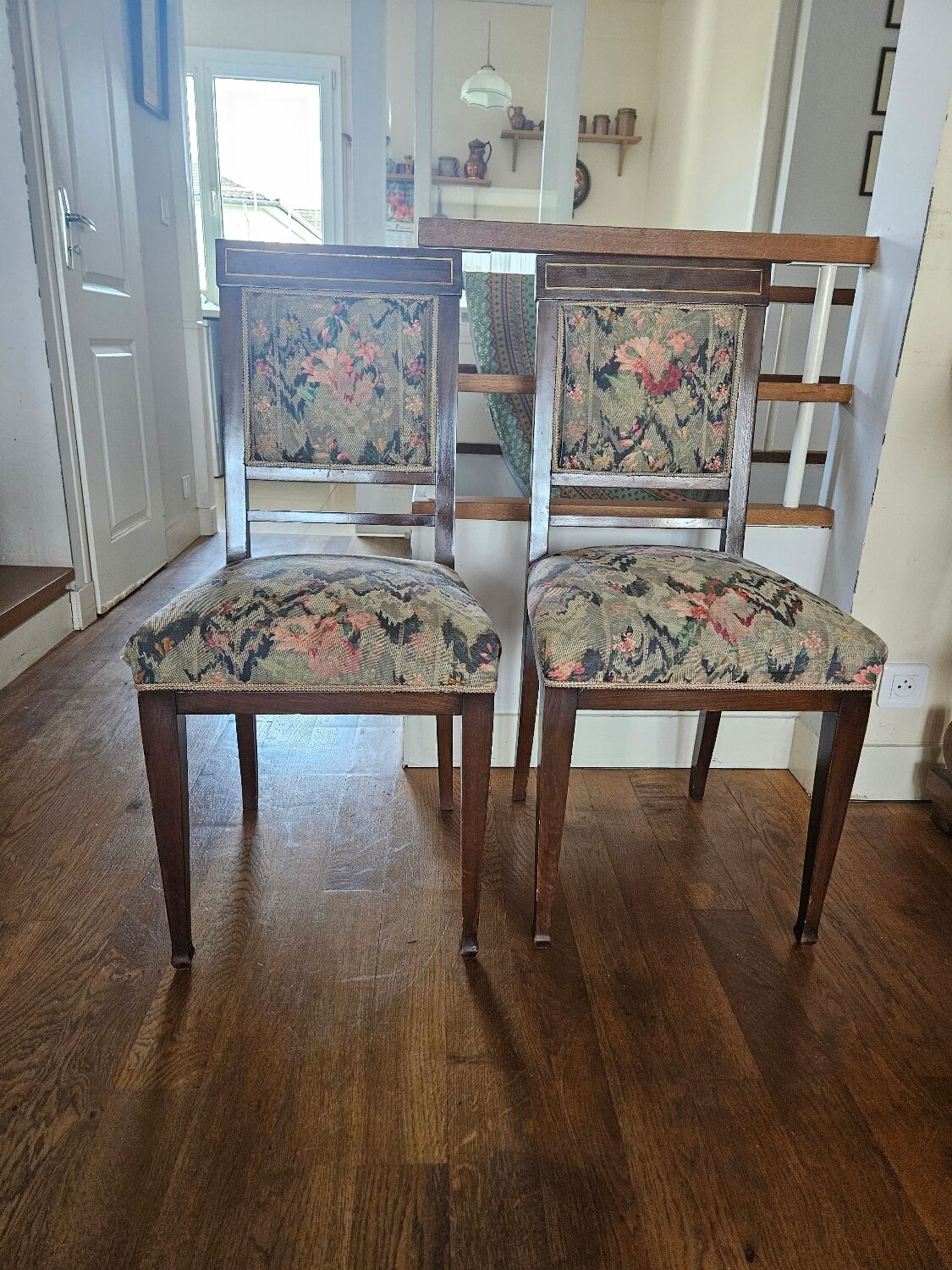 2 upholstered mahogany chairs - 1900s period