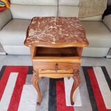 Antique walnut and marble bedside table