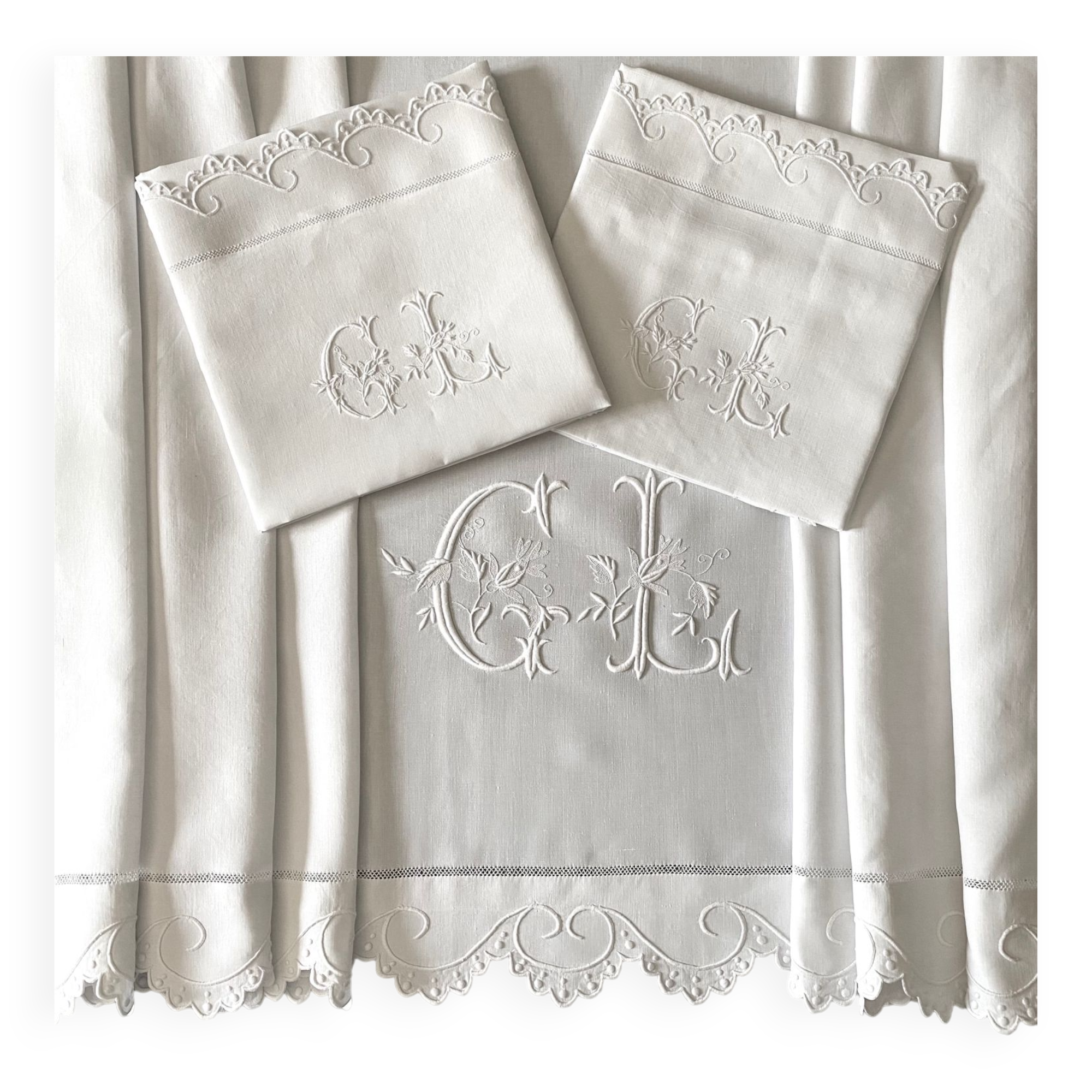 Old embroidered bed linen