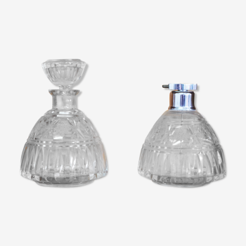 Porte-parfum en verre, années 1950, ensemble de 2