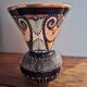 Quimper vase in earthenware - relief enamelled beaded pattern