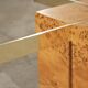Coffee table in elm burl and tempered glass by Jean-Claude Mahey for Roche Bobois.