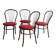 4 black metal bistro chairs with garnet red velvet