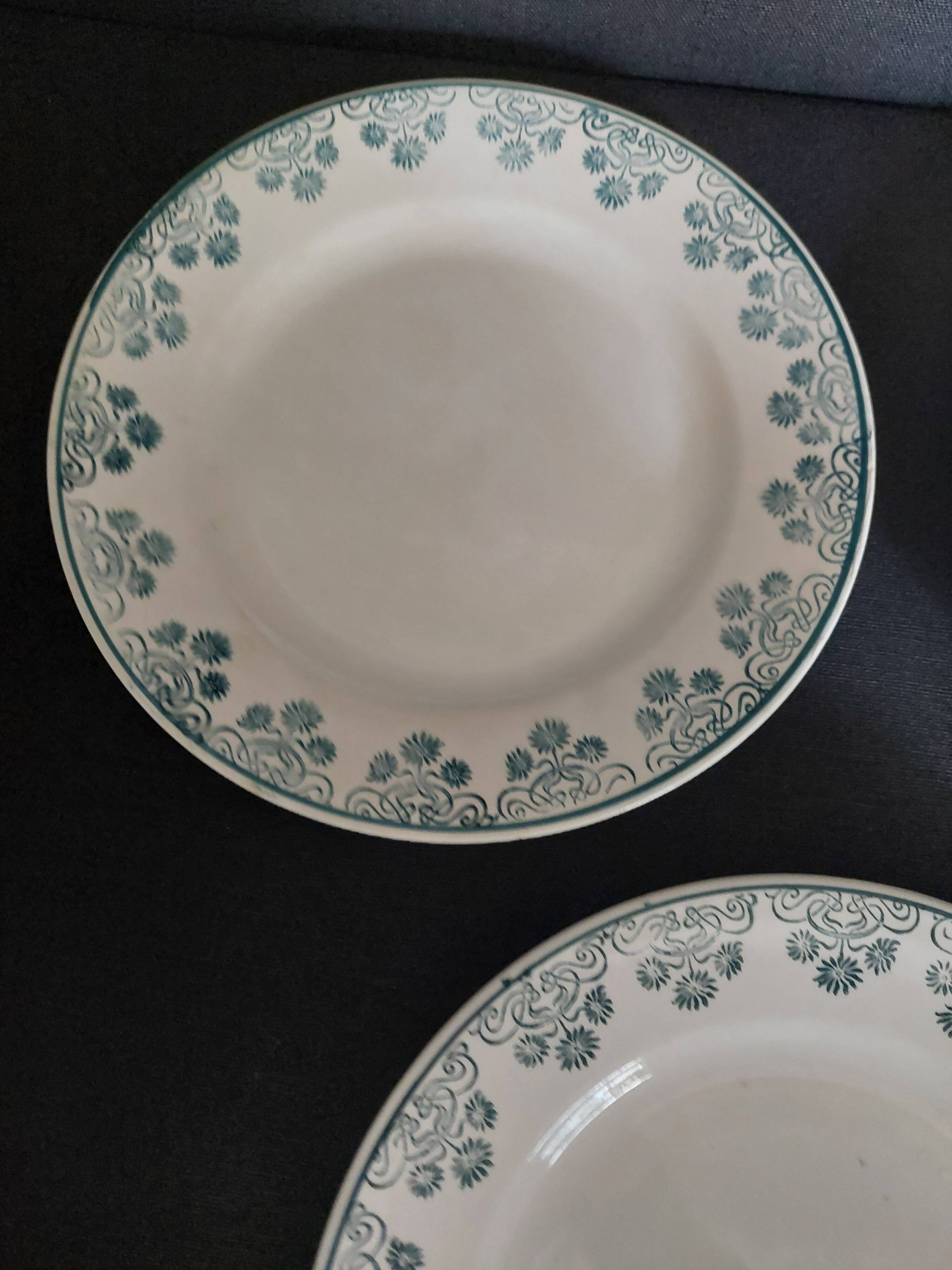 Flat plates in Digoin & Sarreguemines ironstone earthenware