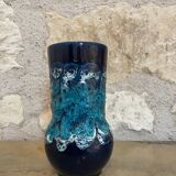 D’après BAY KERAMIK ou SCHEURICH, vase émaillé bleu