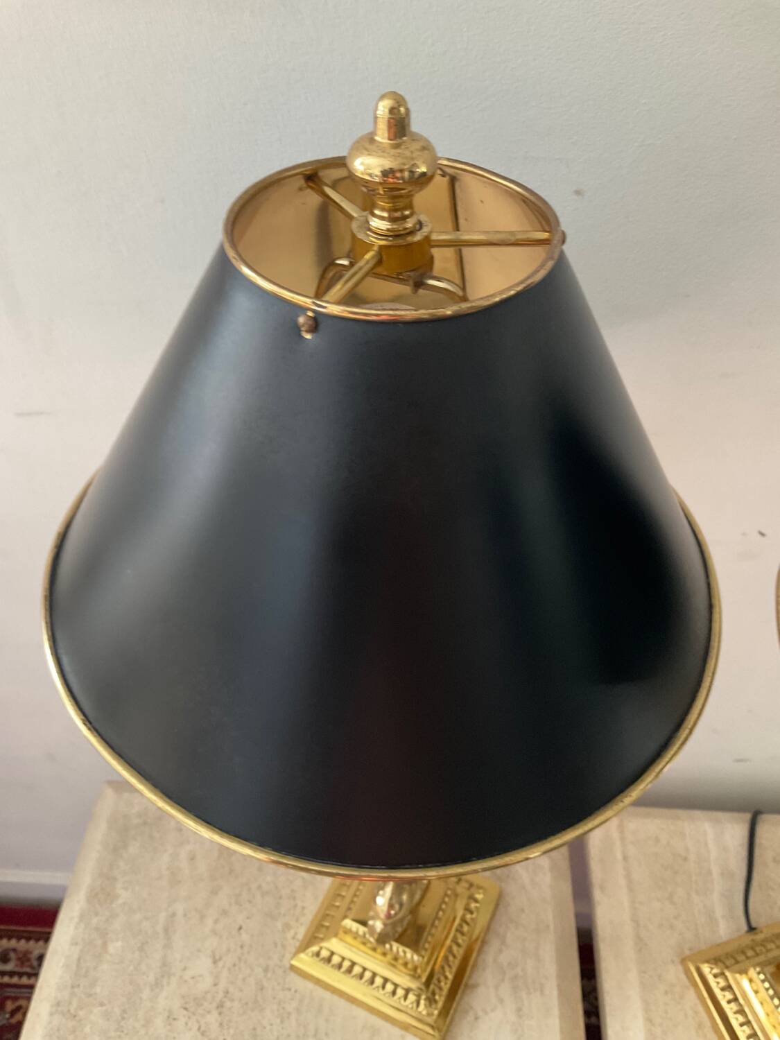 Pair of Empire lamps in bronze and sheet metal