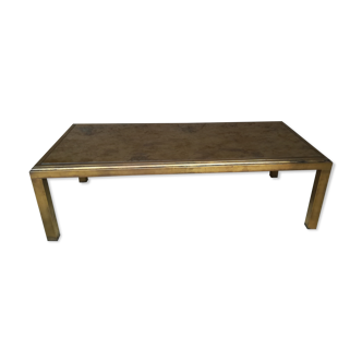 Table basse laiton et verre peint
