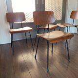 Set of 4 teak and steel dining chairs by Tjerk Reijenga for Pilastro 1950s