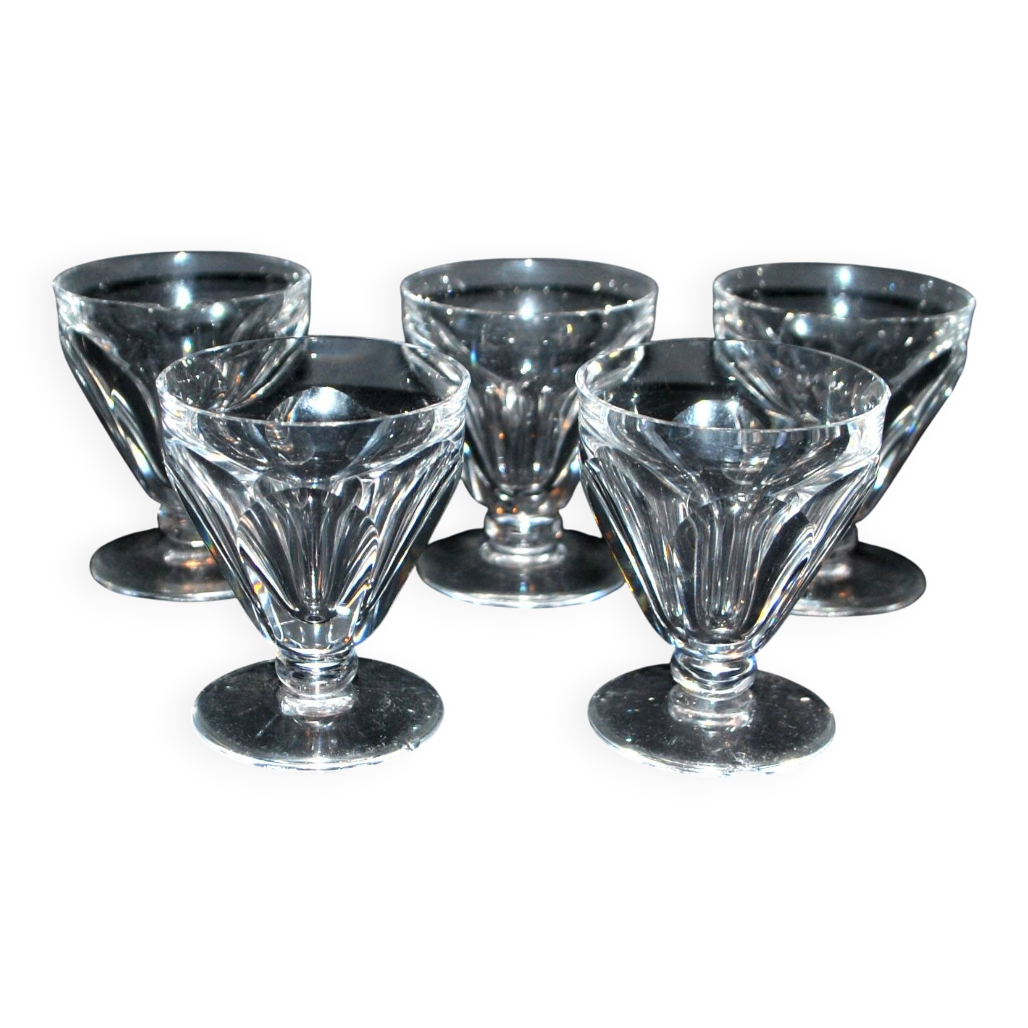 Set of 5 talleyrand liqueur glasses in baccarat crystal 6cm flat ribs harcourt