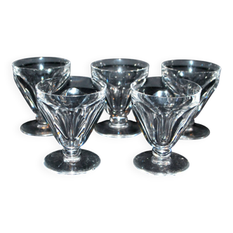 Set of 5 talleyrand liqueur glasses in baccarat crystal 6cm flat ribs harcourt