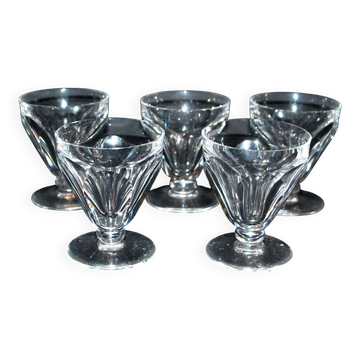 Lot de 5 verres à liqueur Talleyrand en cristal de Baccarat 6cm côtes plates harcourt