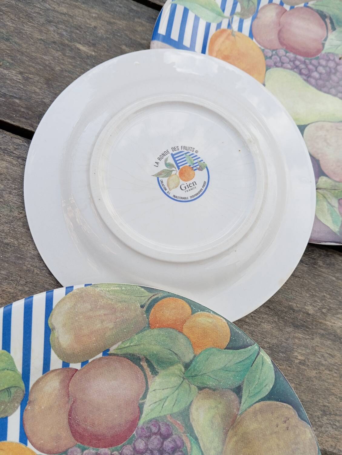 5 assiettes à dessert la ronde des fruits, Gien | Selency
