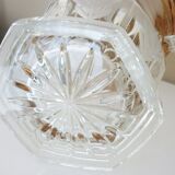 Champagne bucket in cut, engraved, thick crystal, signed "cristal de Lorraine"