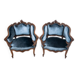 French antique armchairs from around 1890. After renovation.