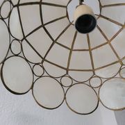 Suspension Corolle en Nacre Capiz & Laiton - Vintage 1970