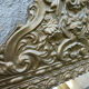 Old mirror with closed screens in golden repelled brass 72 x 42 cm
